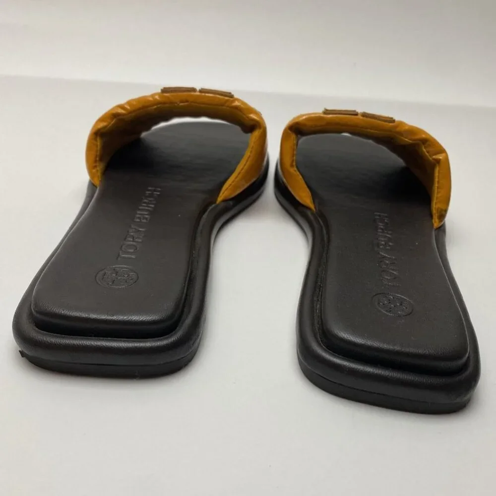 Tory Burch Slide Sandals Mustard Yellow Size 5.5